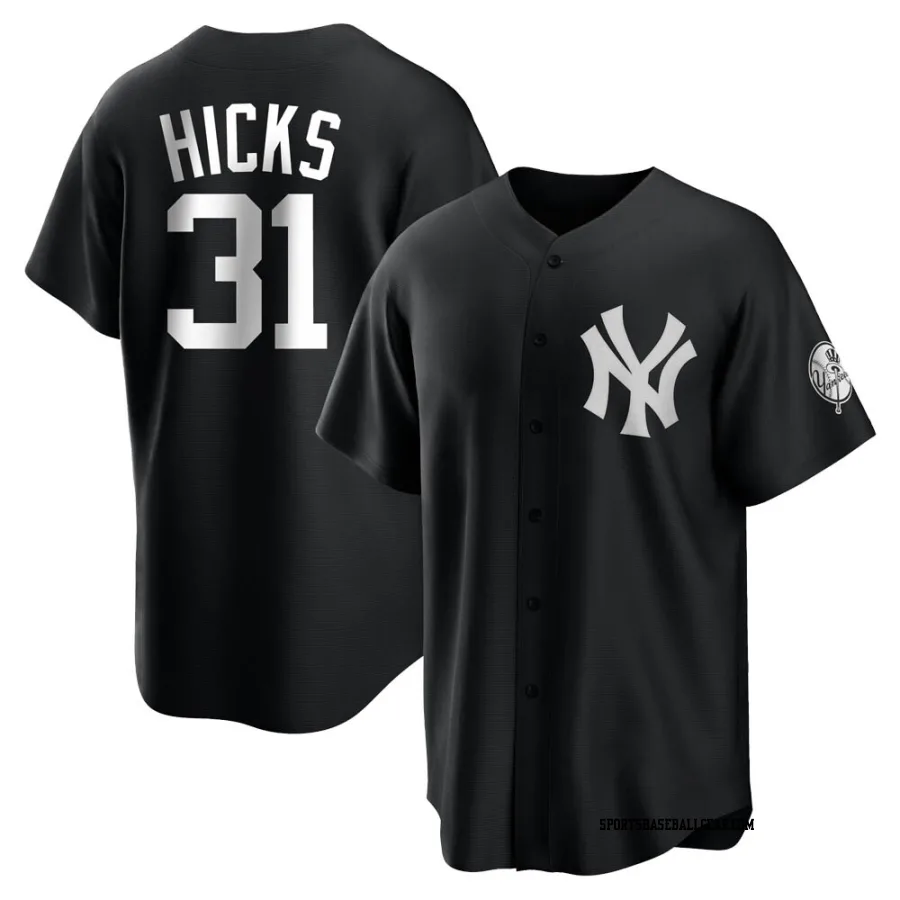 Aaron Hicks Men's New York Yankees Black/White Replica Jersey