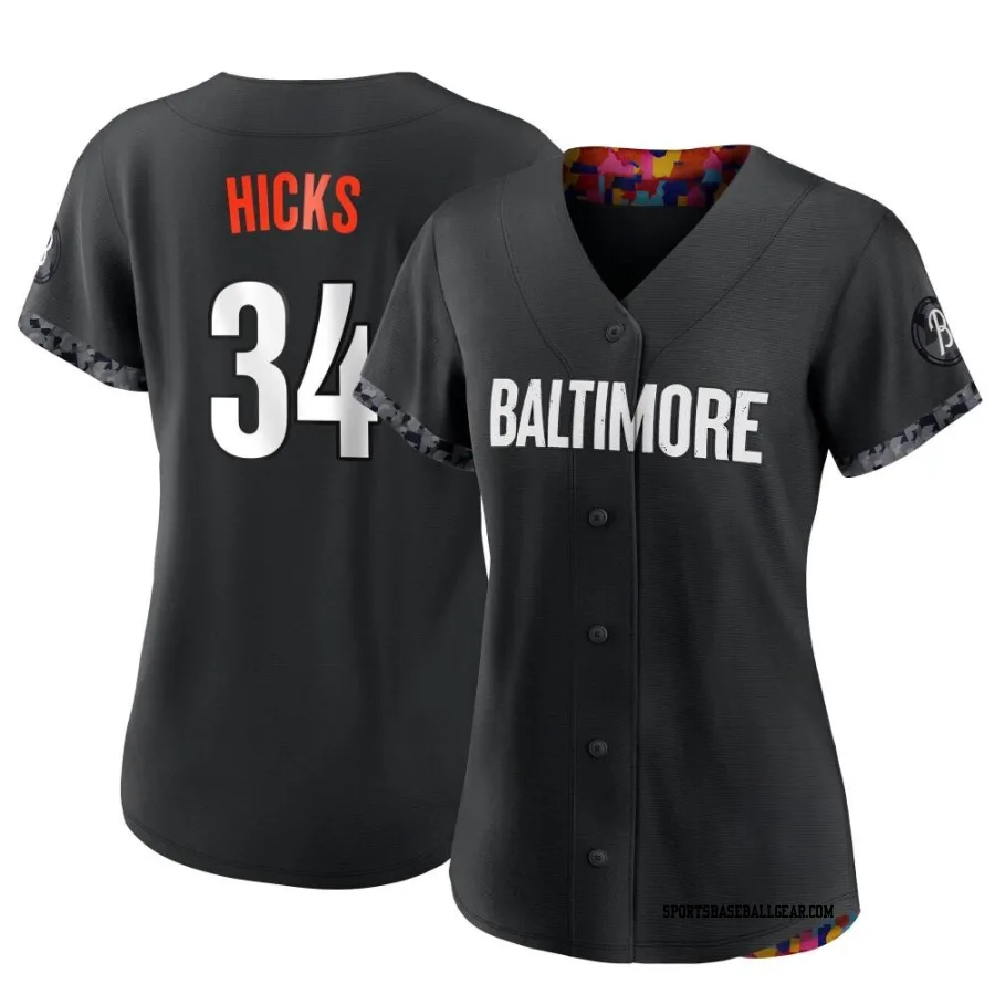 Aaron Hicks Women's Baltimore Orioles Black Authentic 2023 City Connect Jersey