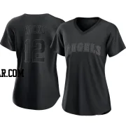 Aaron Hicks Women's Los Angeles Angels Black Authentic Pitch Fashion Jersey