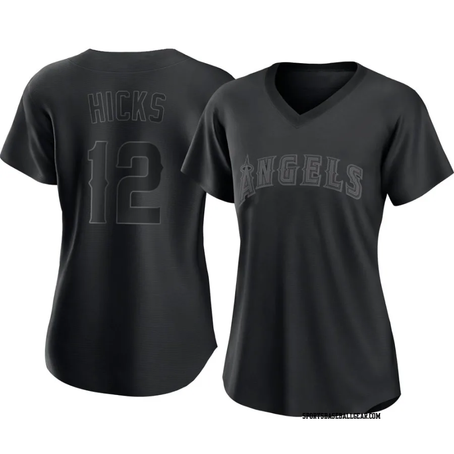 Aaron Hicks Women's Los Angeles Angels Black Authentic Pitch Fashion Jersey