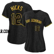 Aaron Hicks Women's Los Angeles Angels Black Authentic Snake Skin City Jersey