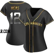 Aaron Hicks Women's Los Angeles Angels Black Golden Replica Alternate Jersey