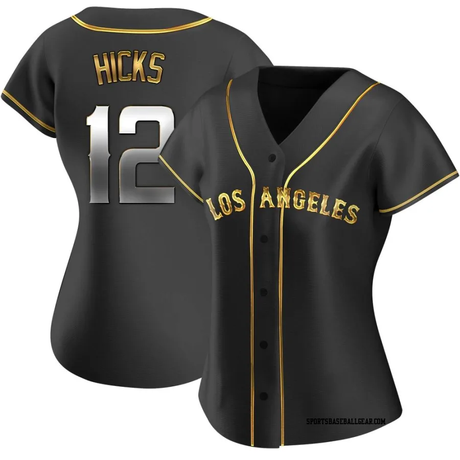 Aaron Hicks Women's Los Angeles Angels Black Golden Replica Alternate Jersey