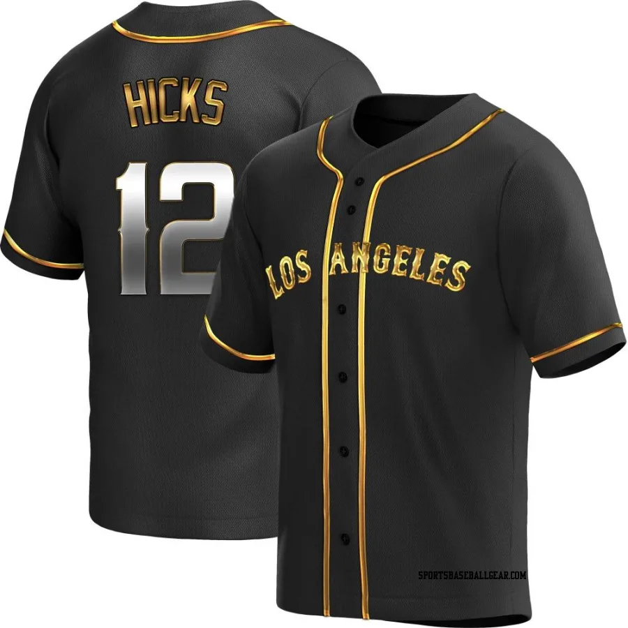 Aaron Hicks Youth Los Angeles Angels Black Golden Replica Alternate Jersey