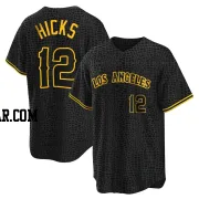 Aaron Hicks Youth Los Angeles Angels Black Replica Snake Skin City Jersey