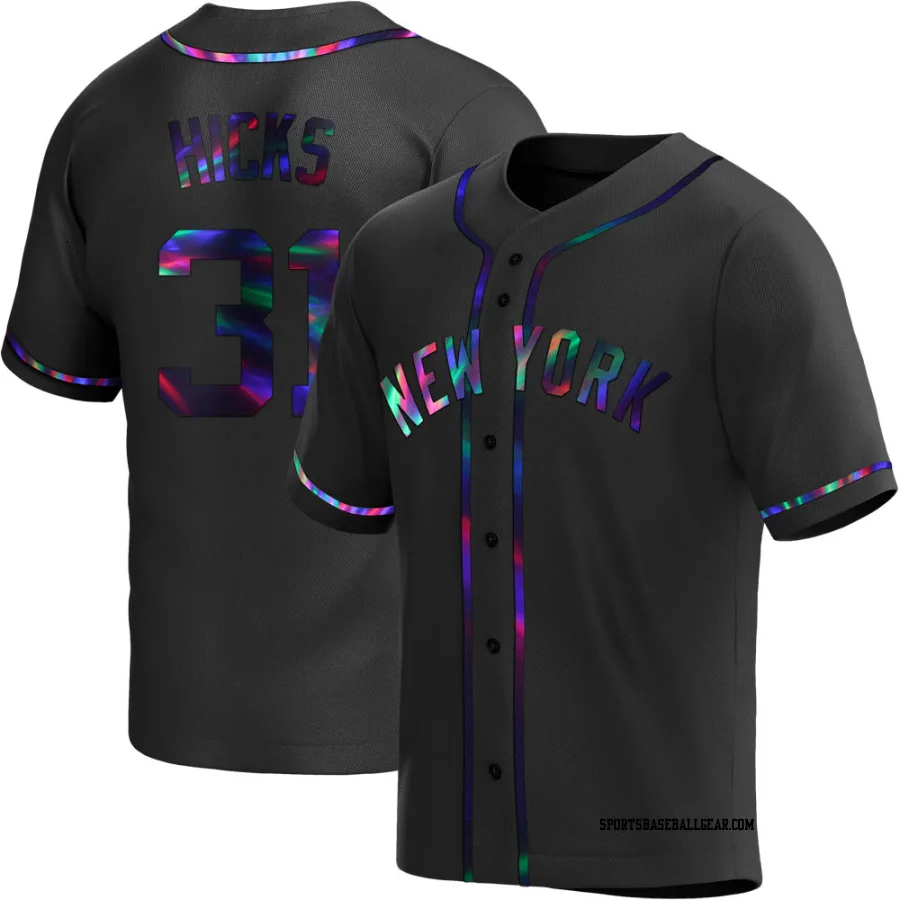 Aaron Hicks Youth New York Yankees Black Holographic Replica Alternate Jersey