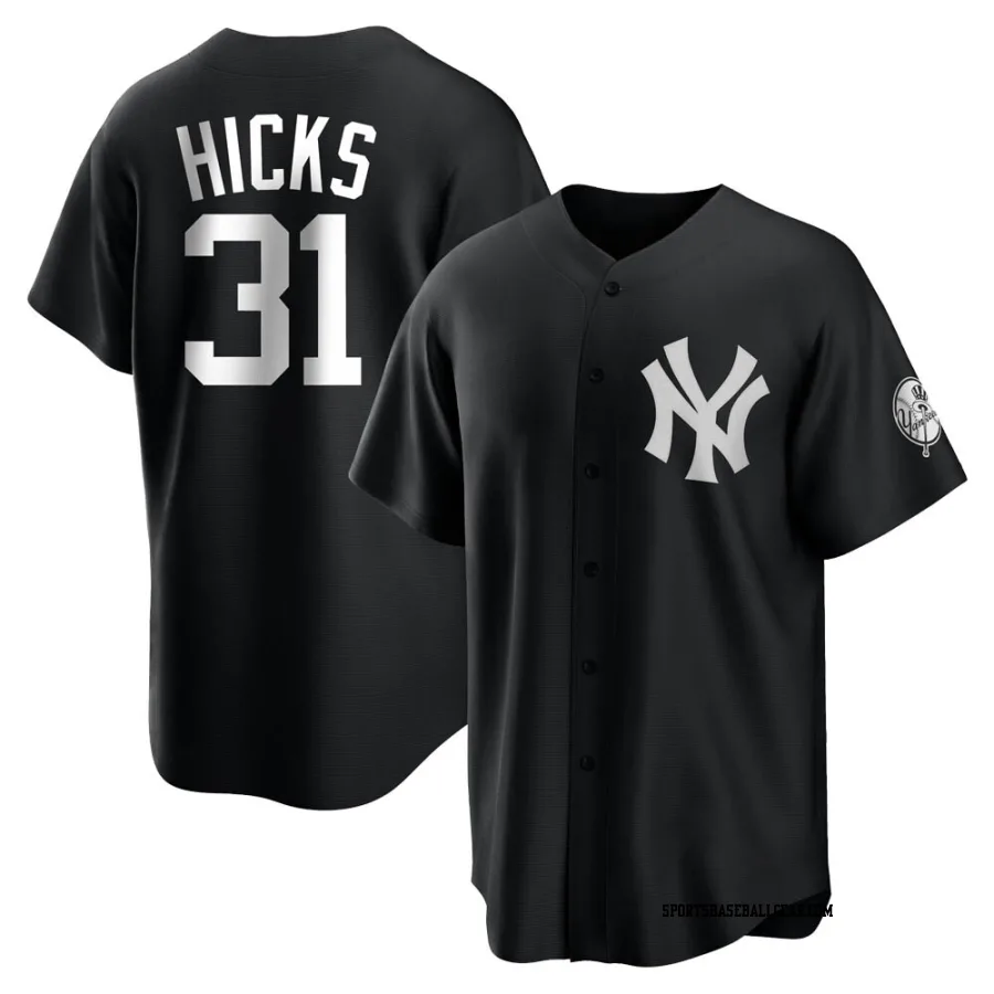 Aaron Hicks Youth New York Yankees Black/White Replica Jersey