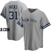 Aaron Hicks Youth New York Yankees Gray Replica Road Name Jersey