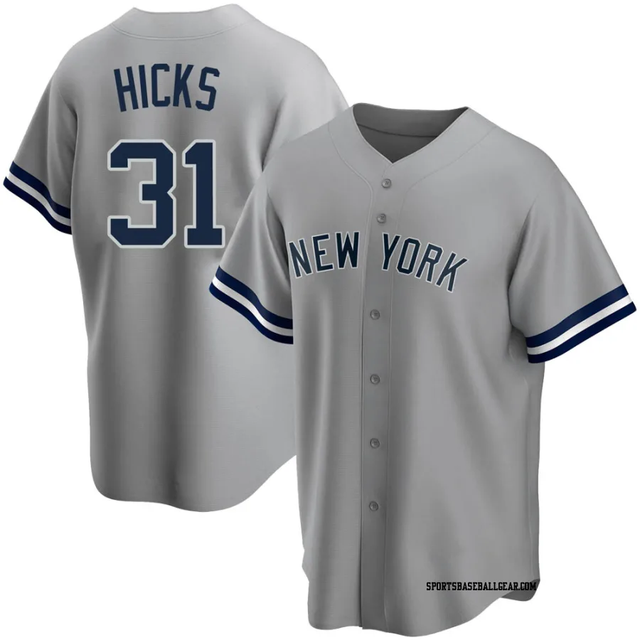 Aaron Hicks Youth New York Yankees Gray Replica Road Name Jersey