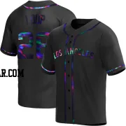 Aaron Loup Men's Los Angeles Angels Black Holographic Replica Alternate Jersey