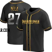 Aaron Nola Men's Philadelphia Phillies Black Golden Replica Alternate Jersey