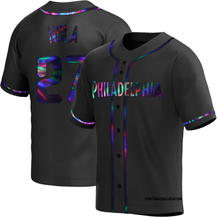 Aaron Nola Men's Philadelphia Phillies Black Holographic Replica Alternate Jersey