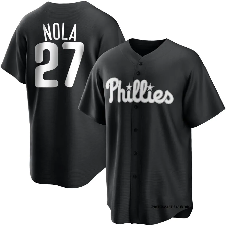 Aaron Nola Men's Philadelphia Phillies Black/White Replica Jersey