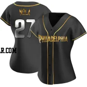 Aaron Nola Women's Philadelphia Phillies Black Golden Replica Alternate Jersey