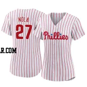 Aaron Nola Women's Philadelphia Phillies White Authentic 2022 World Series Home Jersey