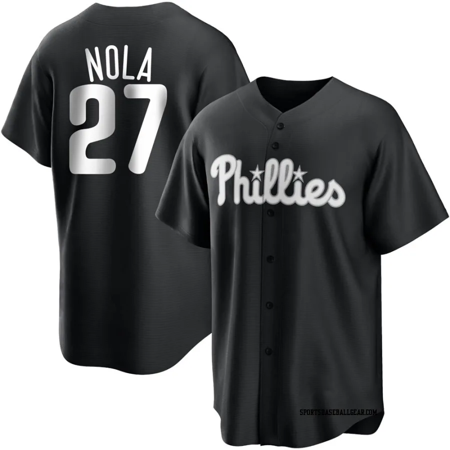 Aaron Nola Youth Philadelphia Phillies Black/White Replica Jersey