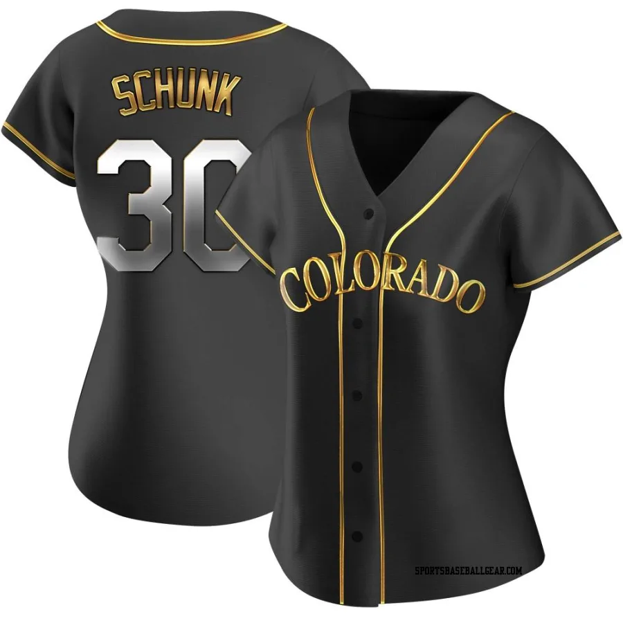 Aaron Schunk Women's Colorado Rockies Black Golden Replica Alternate Jersey