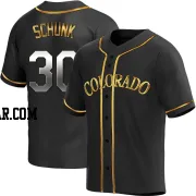 Aaron Schunk Youth Colorado Rockies Black Golden Replica Alternate Jersey