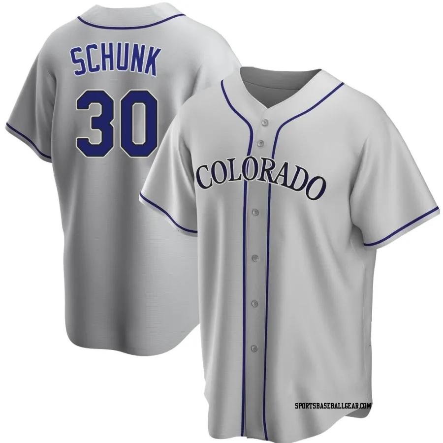 Aaron Schunk Youth Colorado Rockies Gray Replica Road Jersey