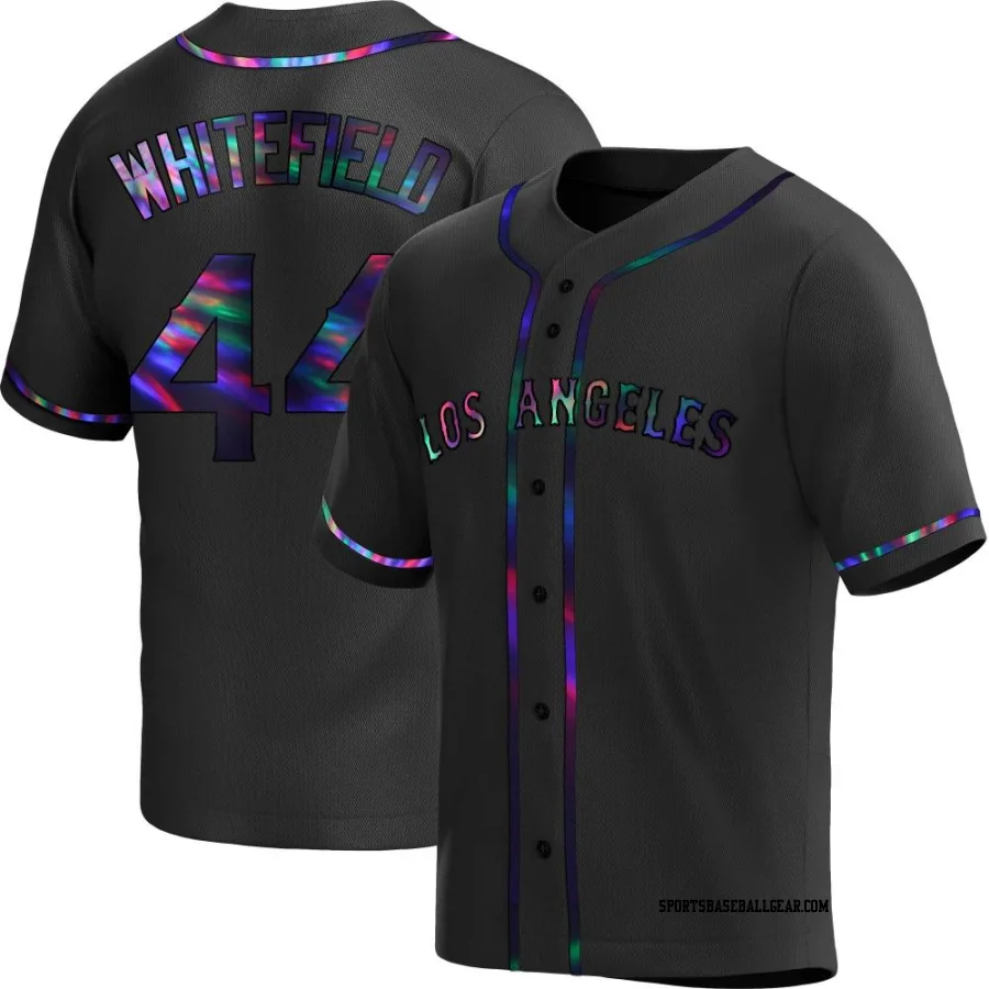 Aaron Whitefield Men's Los Angeles Angels Black Holographic Replica Alternate Jersey