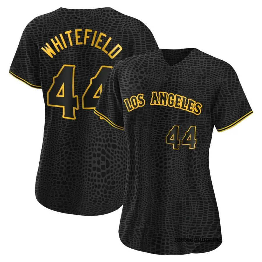 Aaron Whitefield Women's Los Angeles Angels Black Authentic Snake Skin City Jersey