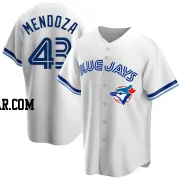 Abdiel Mendoza Men's Toronto Blue Jays White Replica Home Cooperstown Collection Jersey