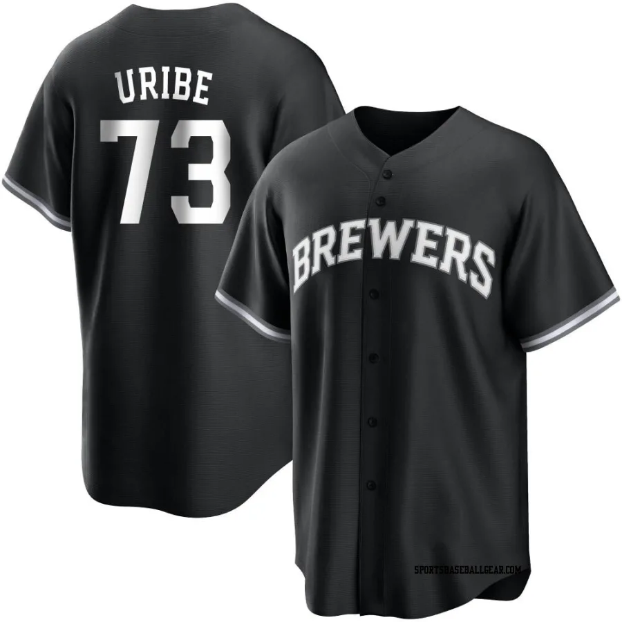 Abner Uribe Men's Milwaukee Brewers Black/White Replica Jersey