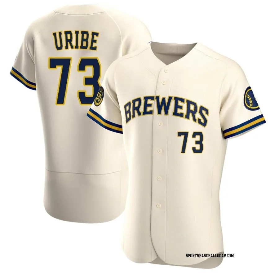 Abner Uribe Men's Milwaukee Brewers Cream Authentic Home Jersey