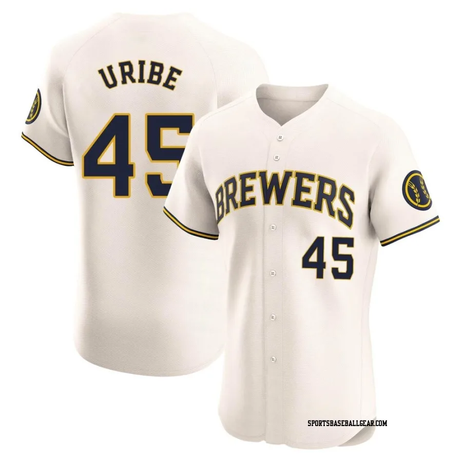 Abner Uribe Men's Milwaukee Brewers Cream Elite Home Jersey