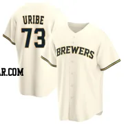 Abner Uribe Men's Milwaukee Brewers Cream Replica Home Jersey