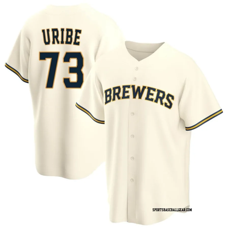 Abner Uribe Men's Milwaukee Brewers Cream Replica Home Jersey