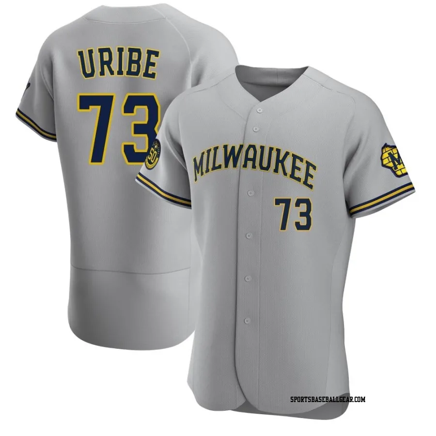 Abner Uribe Men's Milwaukee Brewers Gray Authentic Road Jersey