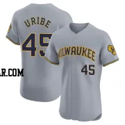 Abner Uribe Men's Milwaukee Brewers Gray Elite Road Jersey