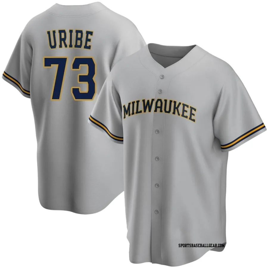 Abner Uribe Men's Milwaukee Brewers Gray Replica Road Jersey