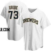 Abner Uribe Men's Milwaukee Brewers White Replica Home Jersey