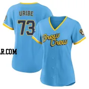 Abner Uribe Women's Milwaukee Brewers Blue Authentic Powder 2022 City Connect Jersey