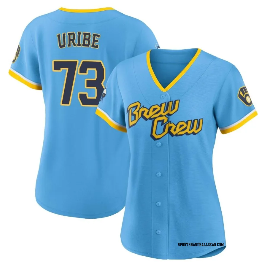 Abner Uribe Women's Milwaukee Brewers Blue Authentic Powder 2022 City Connect Jersey