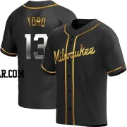 Abraham Toro Men's Milwaukee Brewers Black Golden Replica Alternate Jersey