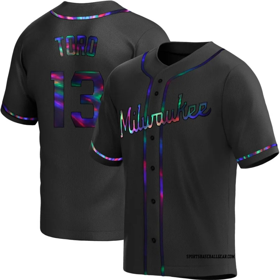 Abraham Toro Men's Milwaukee Brewers Black Holographic Replica Alternate Jersey