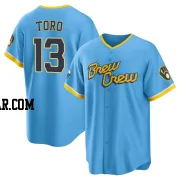 Abraham Toro Men's Milwaukee Brewers Blue Replica Powder 2022 City Connect Jersey