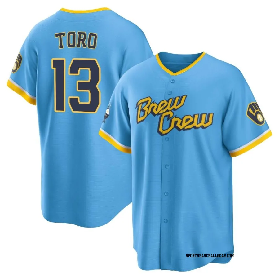 Abraham Toro Men's Milwaukee Brewers Blue Replica Powder 2022 City Connect Jersey