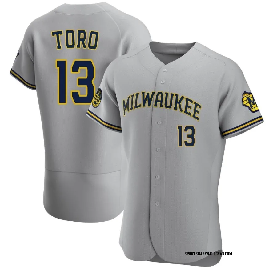 Abraham Toro Men's Milwaukee Brewers Gray Authentic Road Jersey