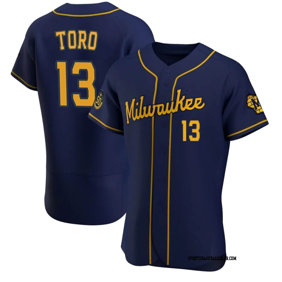 Abraham Toro Men's Milwaukee Brewers Navy Authentic Alternate Jersey