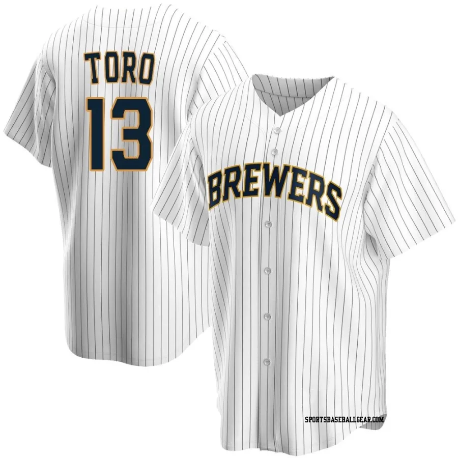 Abraham Toro Men's Milwaukee Brewers White Replica Home Jersey