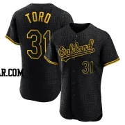 Abraham Toro Men's Oakland Athletics Black Authentic Snake Skin City Jersey