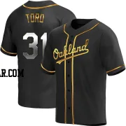 Abraham Toro Men's Oakland Athletics Black Golden Replica Alternate Jersey