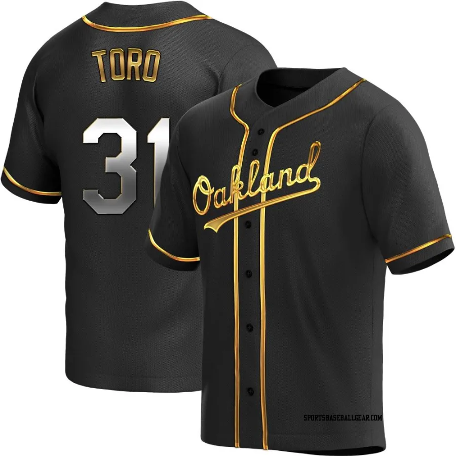 Abraham Toro Men's Oakland Athletics Black Golden Replica Alternate Jersey