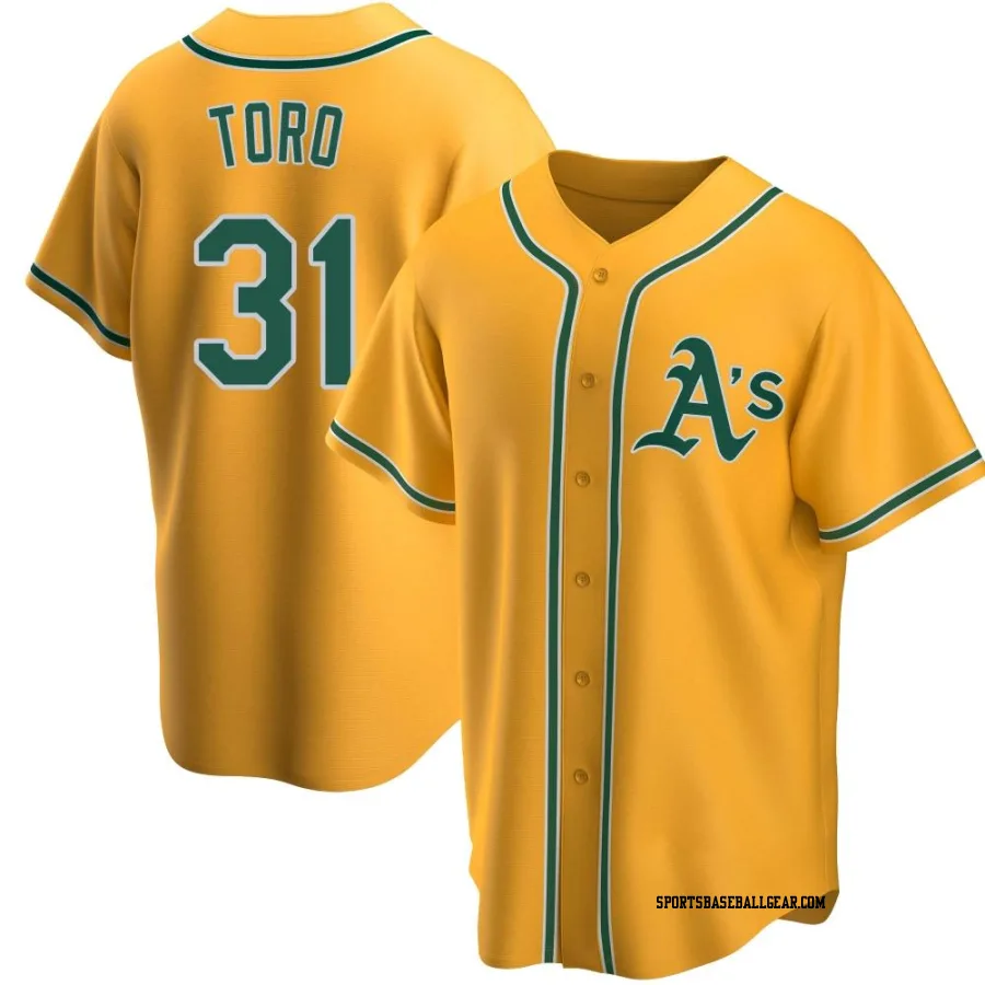 Abraham Toro Men's Oakland Athletics Gold Replica Alternate Jersey