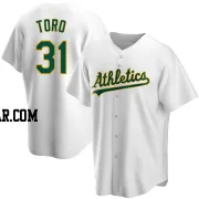 Abraham Toro Men's Oakland Athletics White Replica Home Jersey