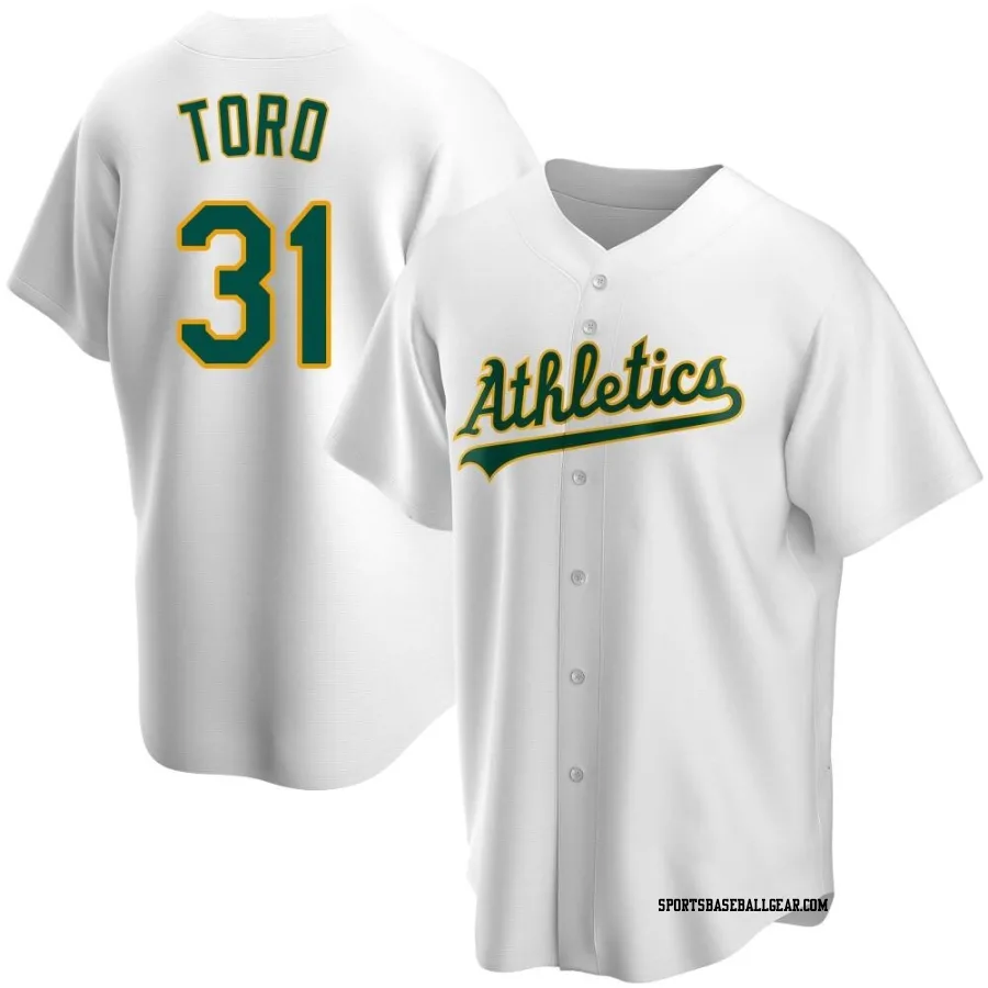 Abraham Toro Men's Oakland Athletics White Replica Home Jersey